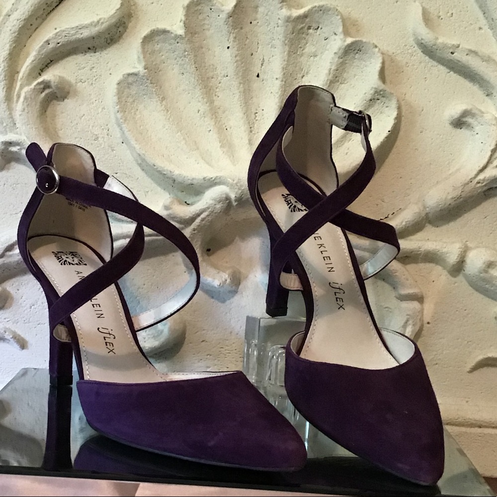 NWT Anne Klein Fion Purple Suede Strappy Heel